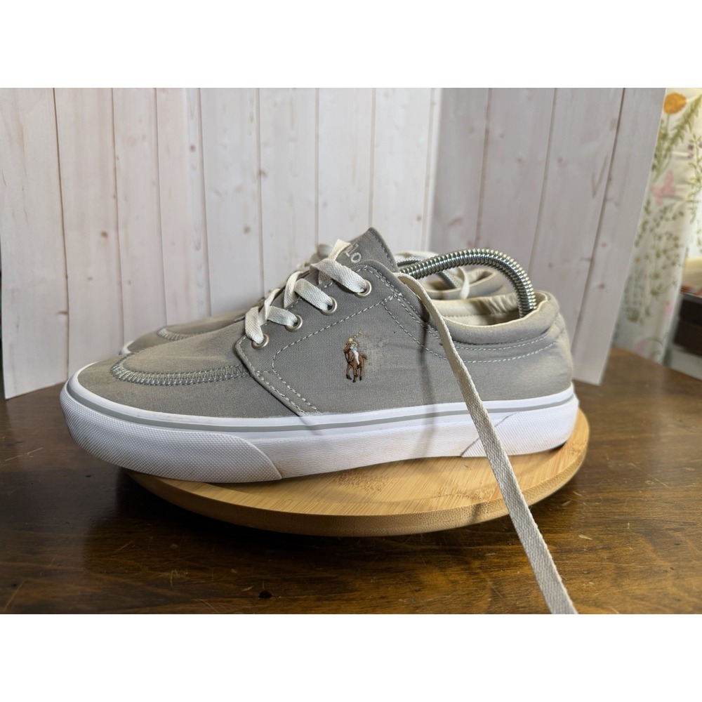 Polo Ralph Lauren Faxon X‎ Sneakers Casual Shoes Mens 8.5 Soft Grey w/flesh Pony